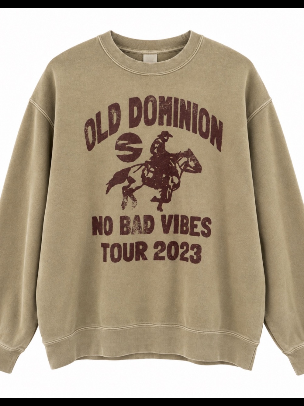 Old Dominion Sweatshirt Mens XL Brown 2023 No Bad Vibes Concert Tour Crewneck